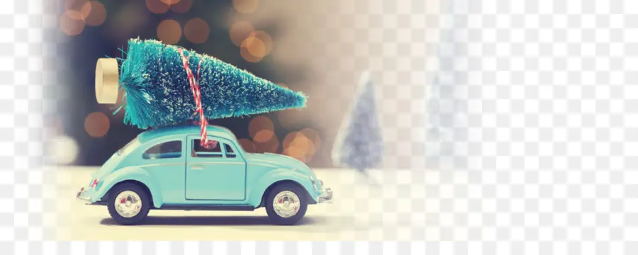 Coche Con árbol，Árbol De Navidad PNG