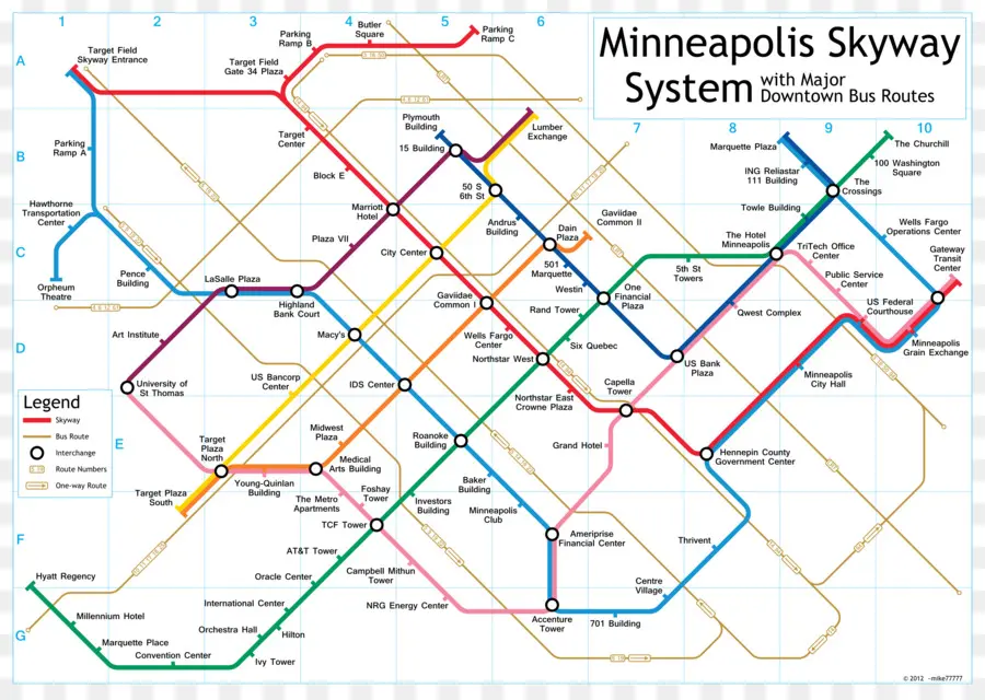 Mapa Del Sistema Skyway De Minneapolis，Transporte Público PNG