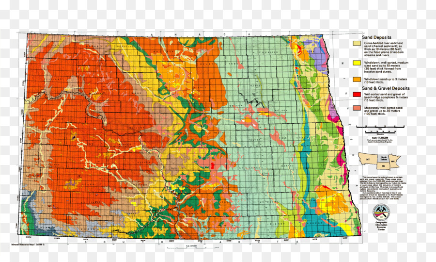 Mapa Geológico，Dakota Del Norte PNG