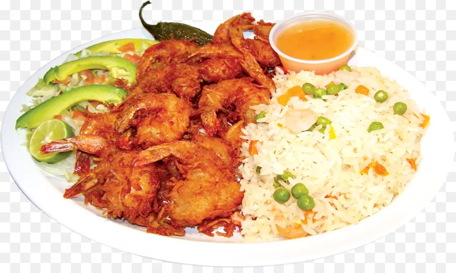 Plato De Camarones Fritos，Arroz PNG