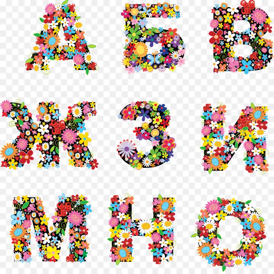 Letras Florales，Flores PNG