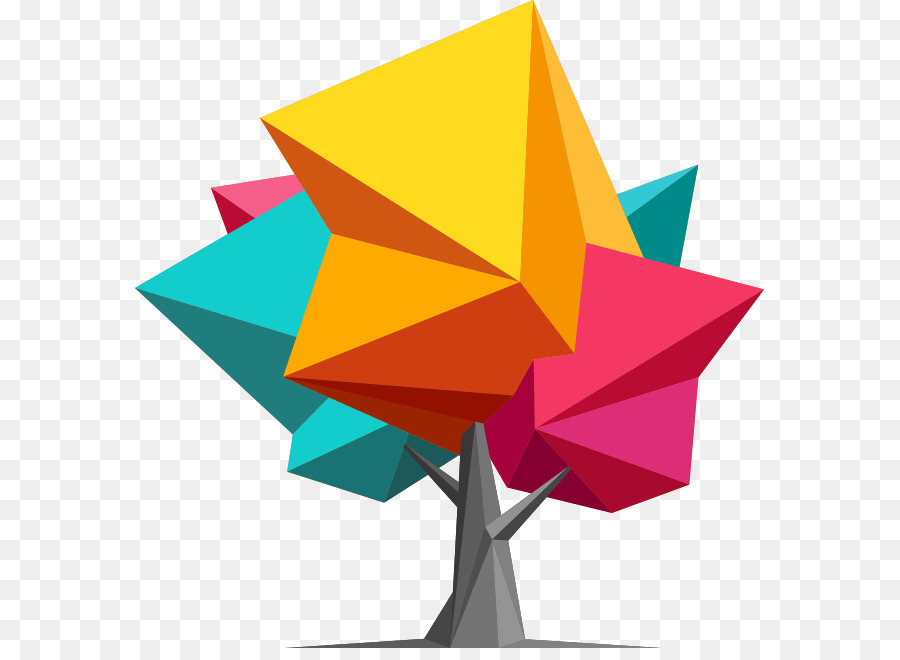 Árbol Geométrico Colorido，Arte PNG