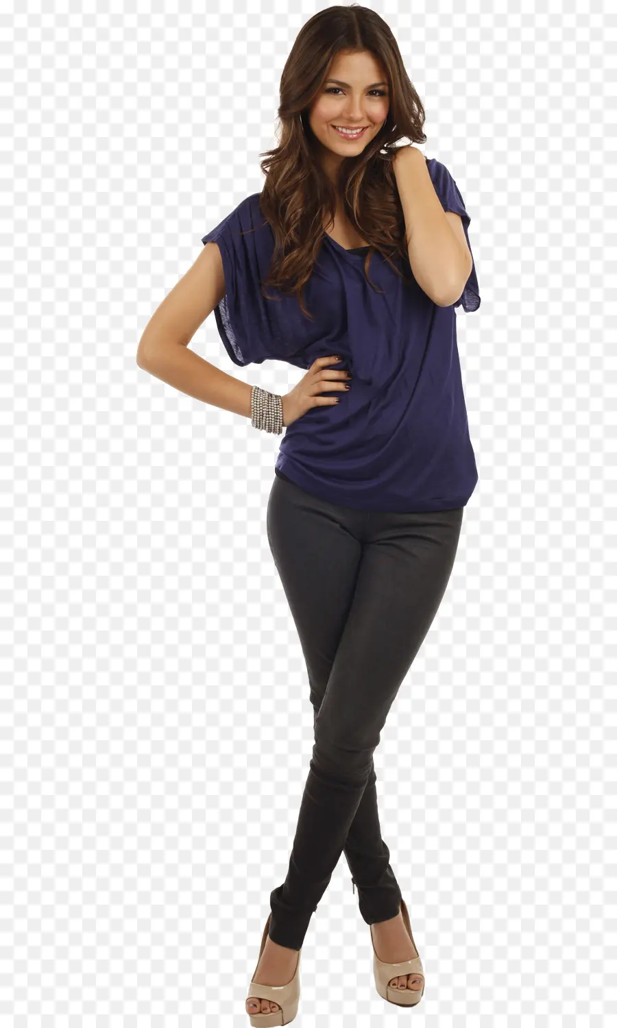 Mujer En Top Azul，Moda PNG