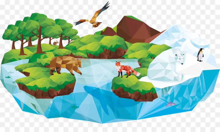 Paisaje De Bosque Y Hielo，Animales PNG