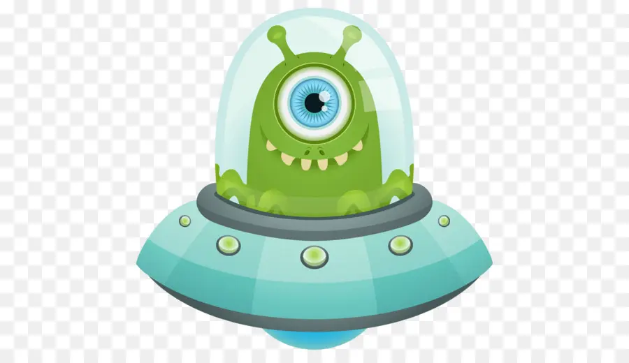 Alien Verde En Ovni，Astronave PNG