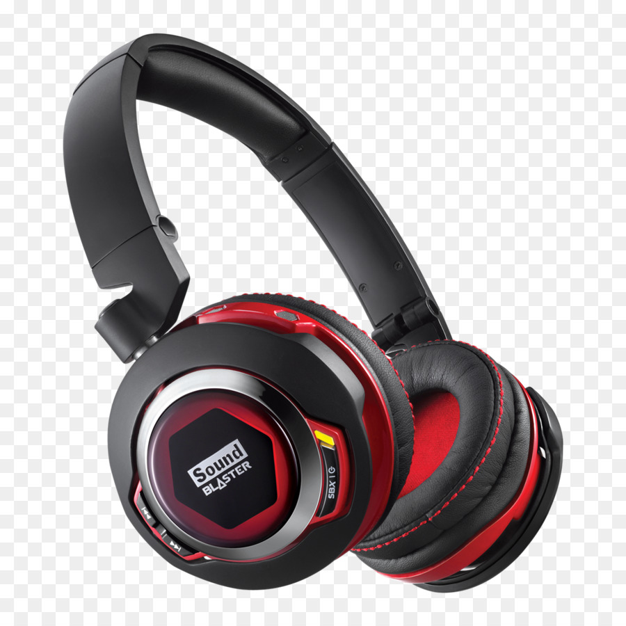 Auriculares，Creative Sound Blaster Evo Zx Auriculares De Tamaño Completo Negro Rojo PNG