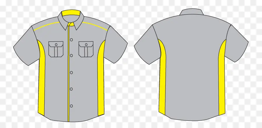 Camisa Gris，Acentos Amarillos PNG