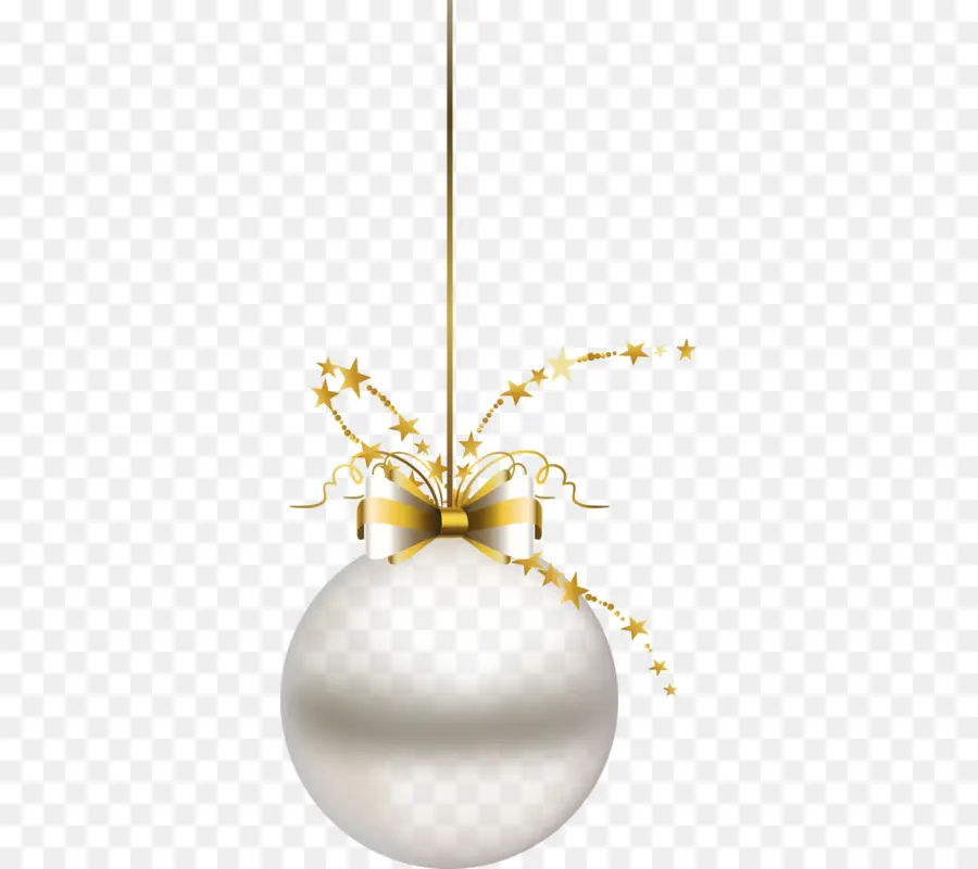 Adorno Navideño Blanco，Cinta Dorada PNG