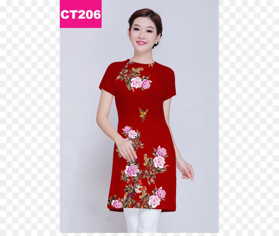 Vestido Con Print De Flores Rojo，Floral PNG