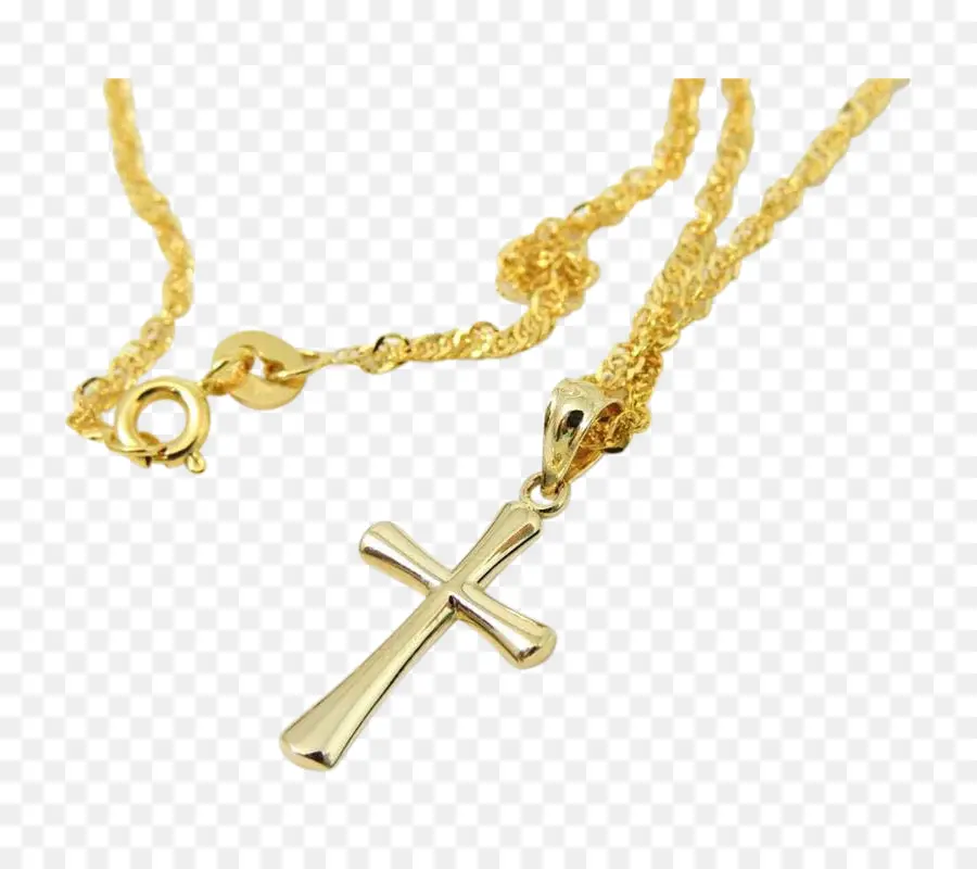 Collar Cruz Oro，Cadena PNG