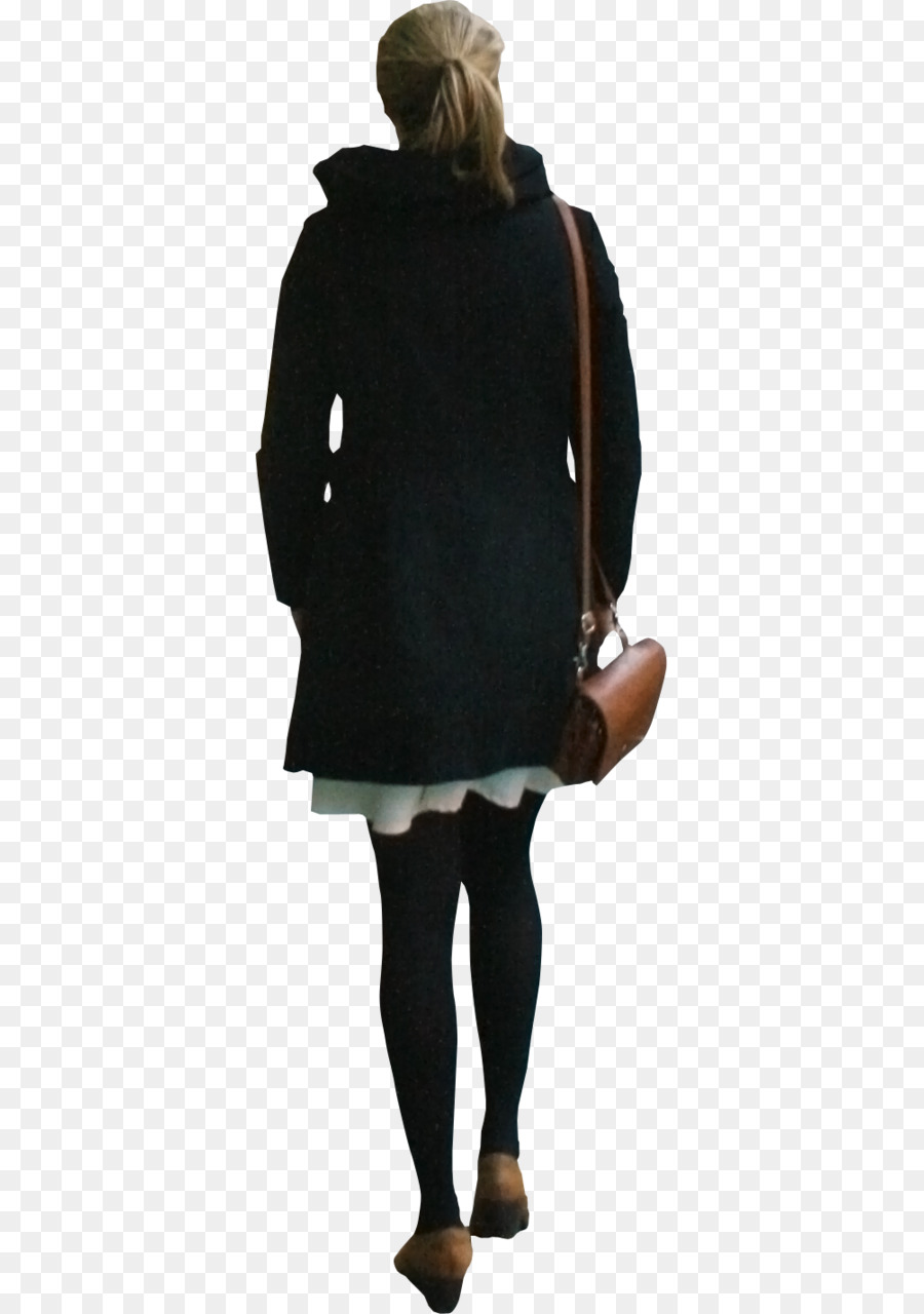 Mujer Con Abrigo Negro，Caminando PNG