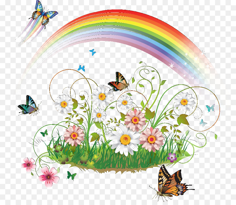 Arcoiris Y Flores，Naturaleza PNG