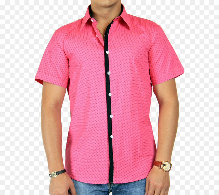 Camisa Rosa，Manga Corta PNG