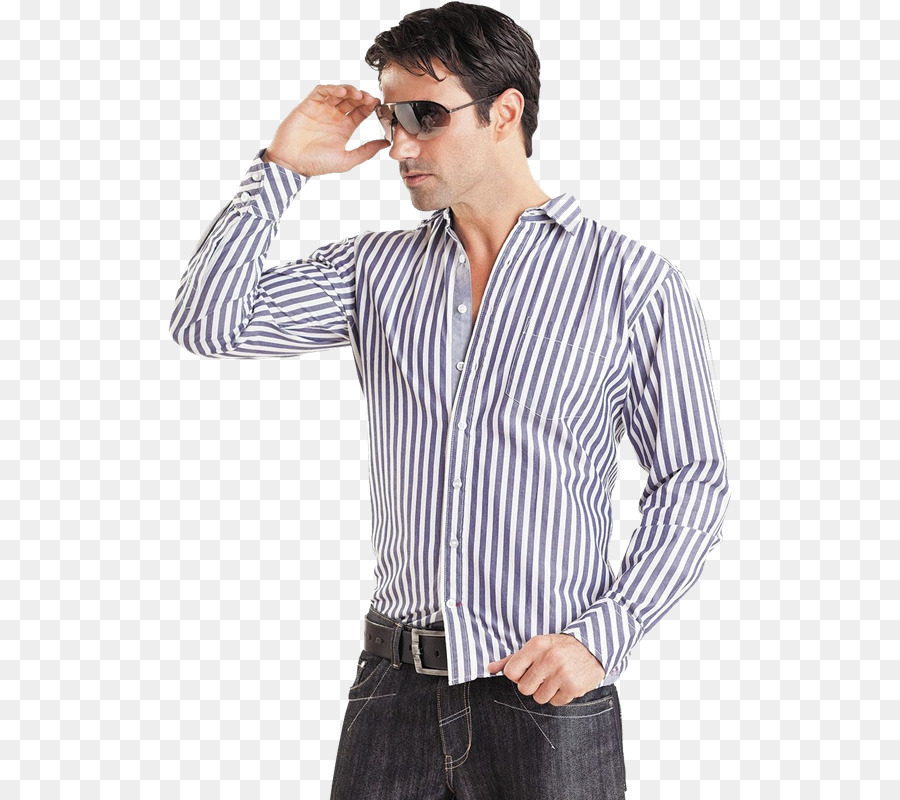 Hombre Con Camisa A Rayas，Gafas De Sol PNG