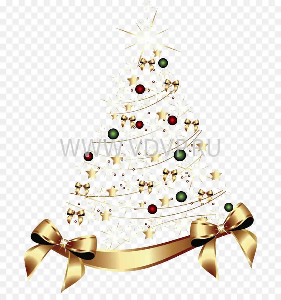 árbol De Navidad，Cinta Dorada PNG