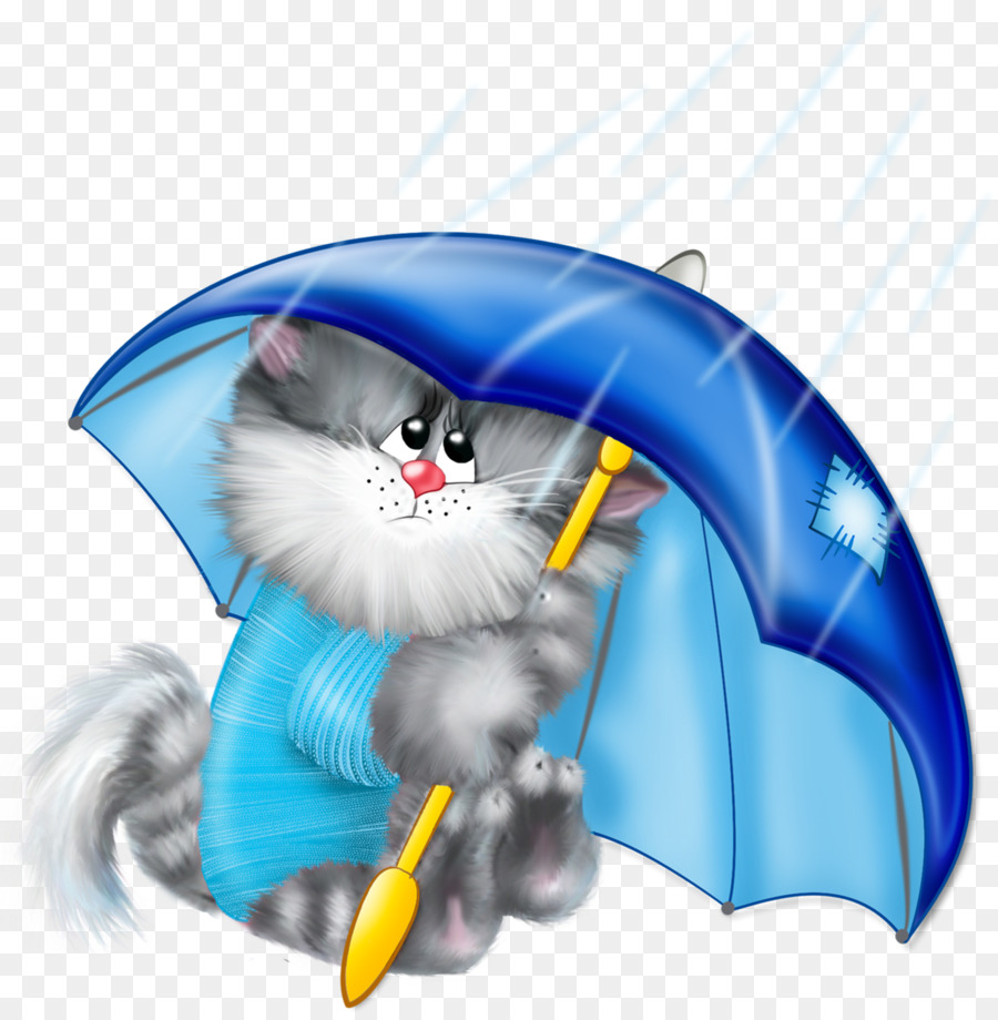 Gato Con Paraguas，Lluvia PNG