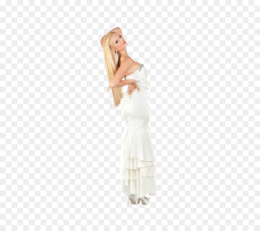 Mujer En Vestido Blanco，Moda PNG