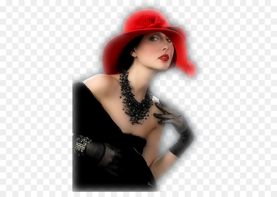 Mujer Con Sombrero Rojo，Elegante PNG