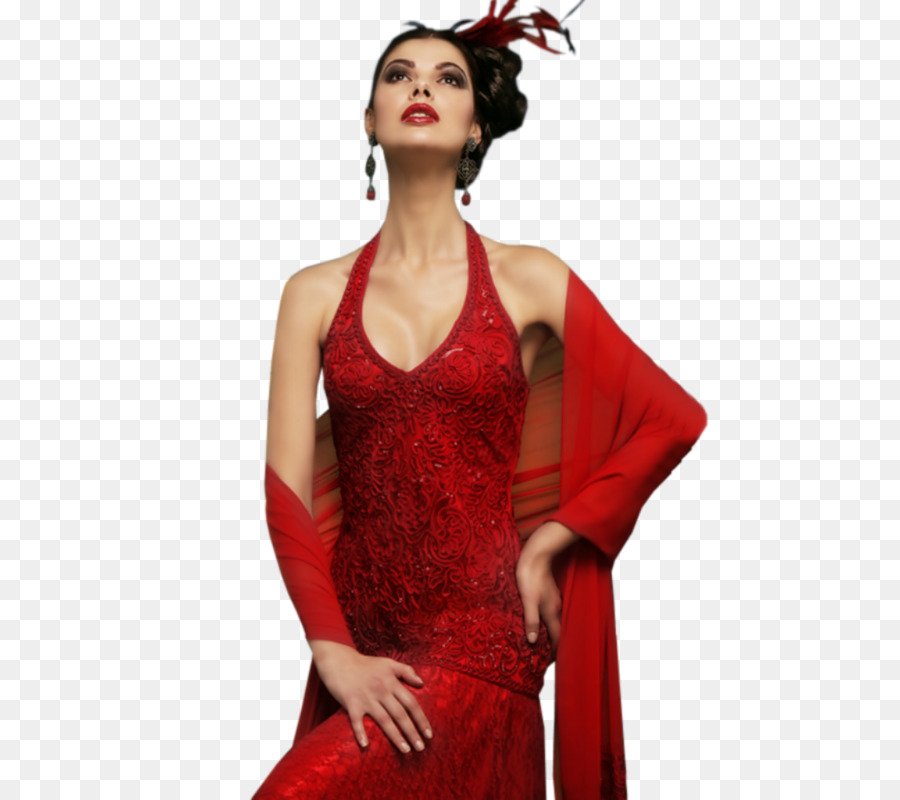 Vestido Rojo，Mujer PNG