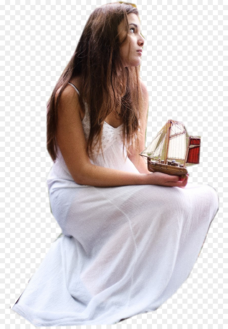 Mujer Con Modelo De Barco，Vestido Blanco PNG