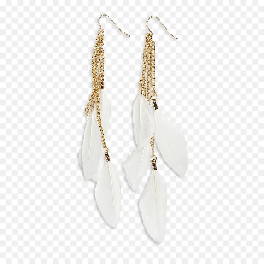 Pendientes De Plumas Blancas，Accesorio PNG