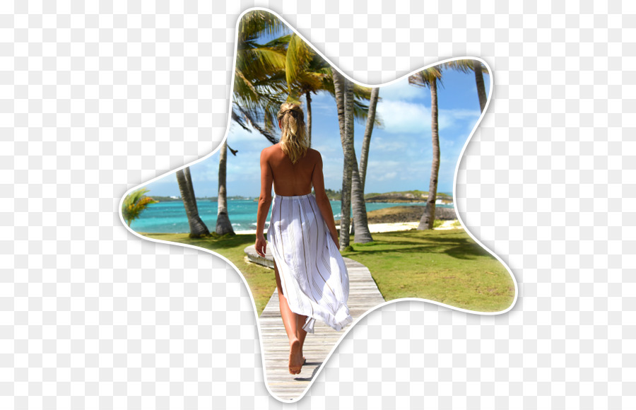 Mujer En Vestido Blanco，Playa PNG