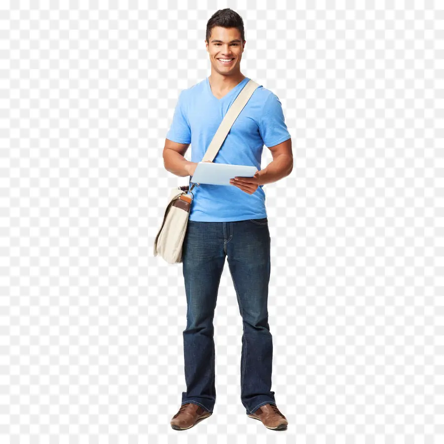 Persona Con Bolso，Camisa Azul PNG