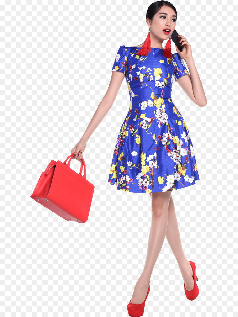 Mujer En Vestido De Flores，Vestido PNG