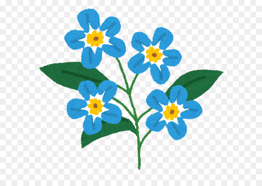 Flores Azules，Hojas PNG