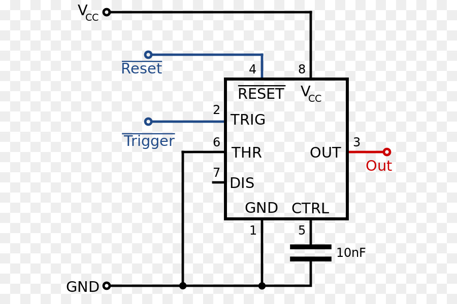 555 Timer Ic，Multivibrador PNG