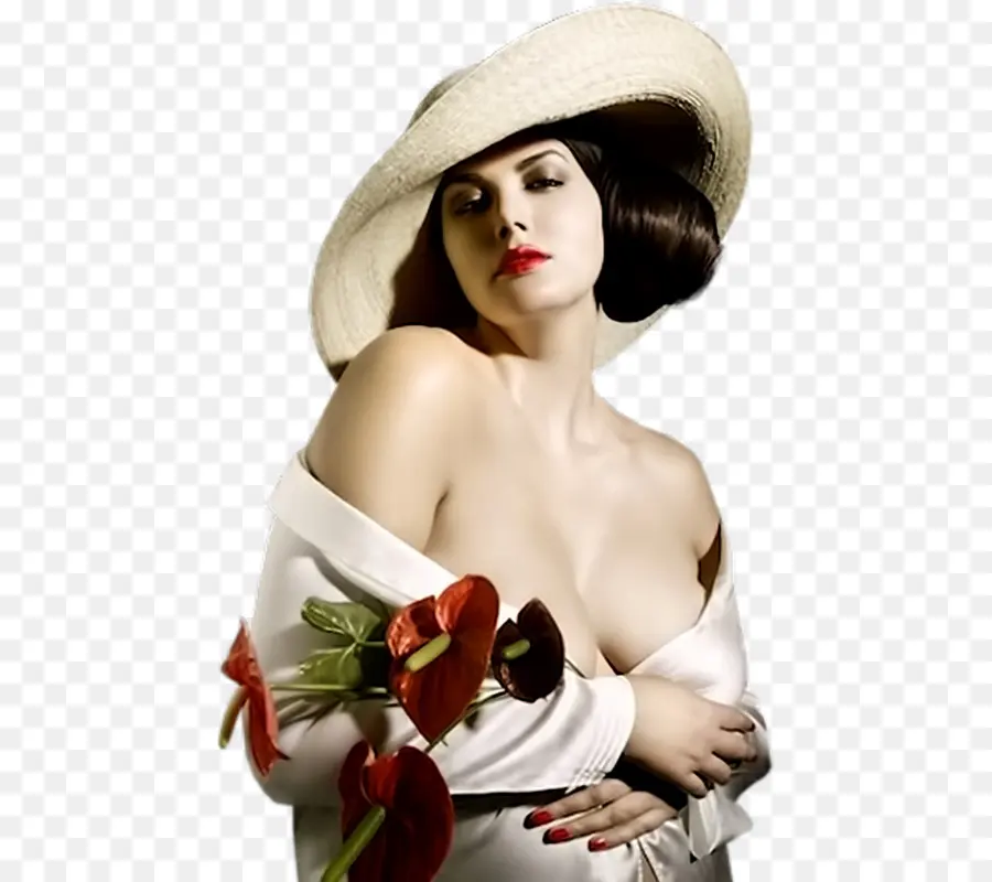 Mujer Con Sombrero，Moda PNG