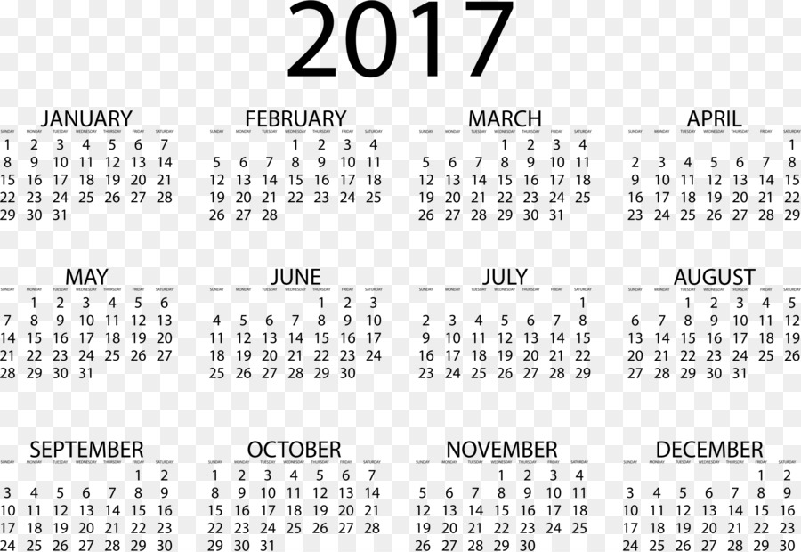 Calendario 2017，Meses PNG