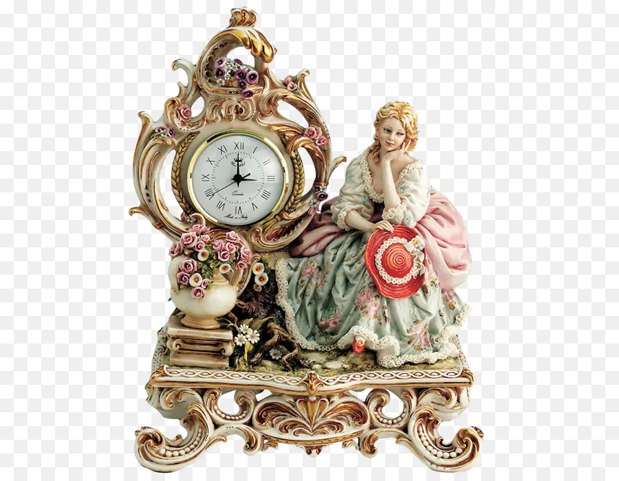 Reloj Adornado Con Estatuilla，Antiguo PNG