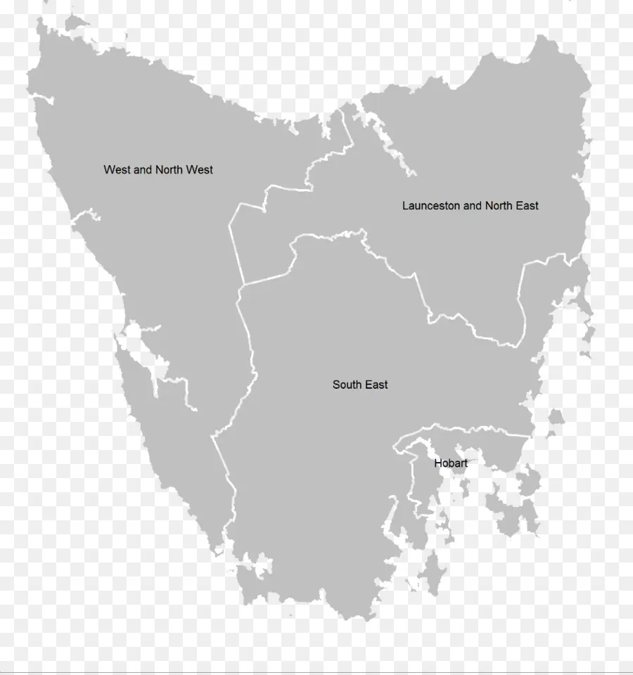 Mapa De Tasmania，Regiones PNG