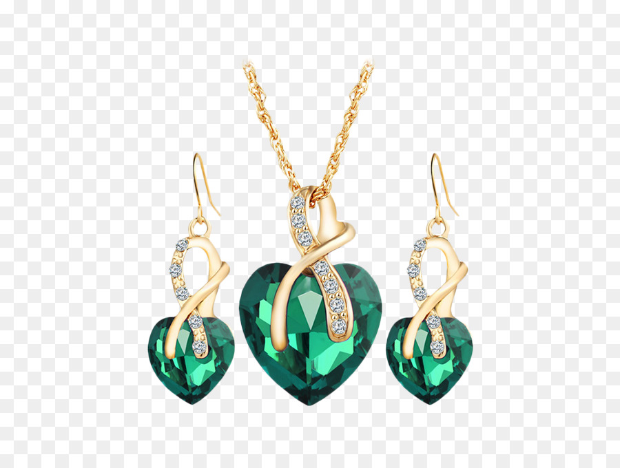 Joyas De Corazón Verde，Collar PNG