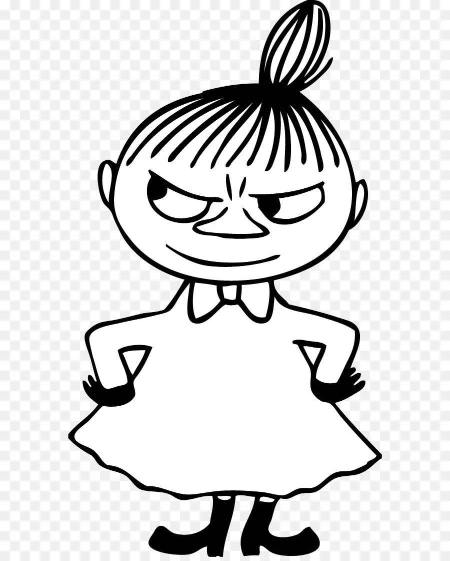 Niña De Dibujos Animados，En Blanco Y Negro PNG