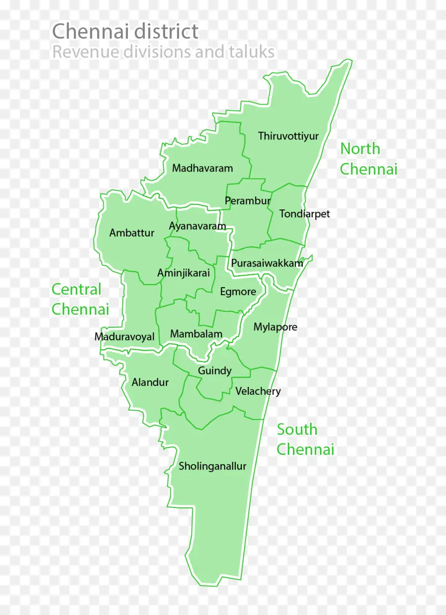 Mapa Del Distrito De Chennai，Divisiones De Ingresos PNG