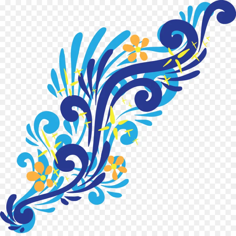 Diseño Floral Azul，Patrón PNG