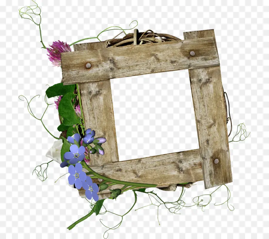 Marco De Madera Con Flores，De Madera PNG