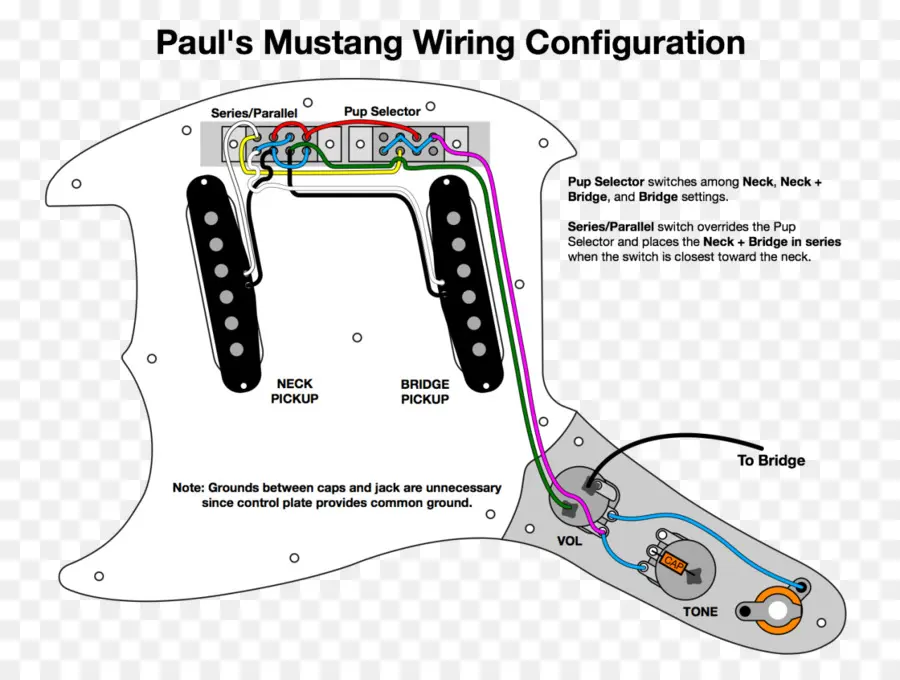 Fender Mustang，Diagrama De Cableado PNG