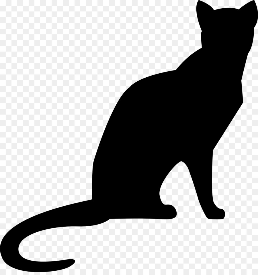 Silueta De Gato Negro，Felino PNG