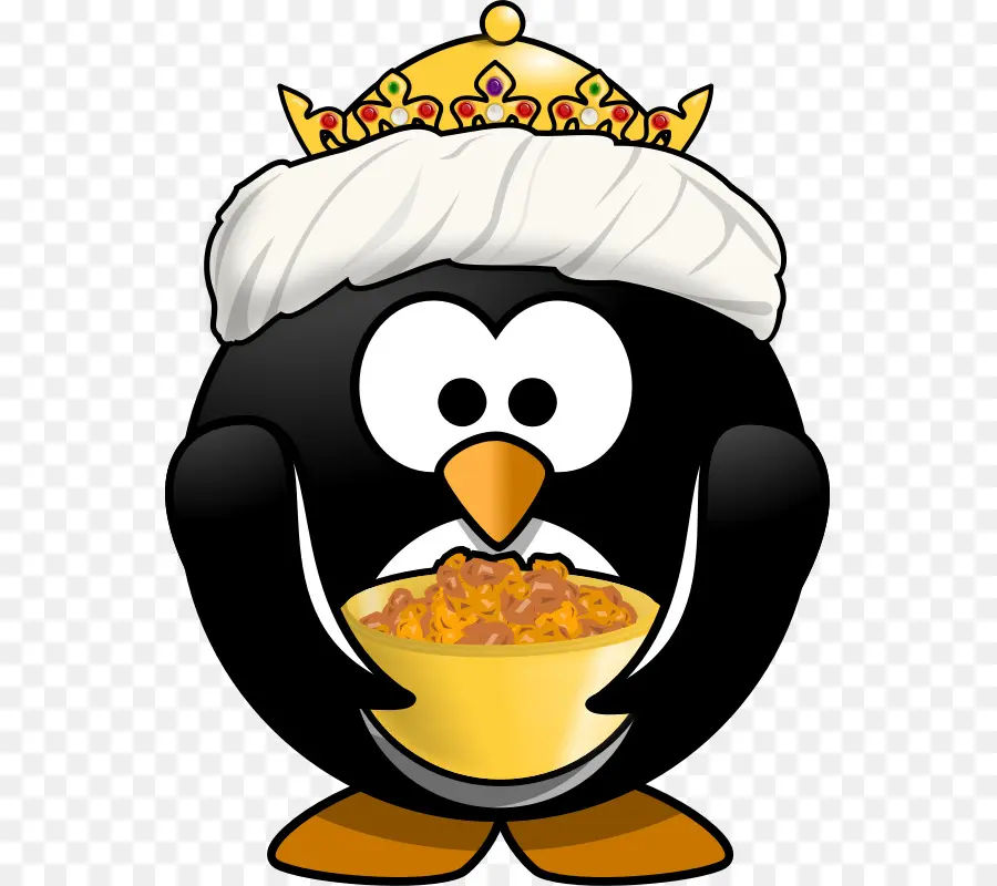 Pingüino Con Corona Y Cuenco，Pingüino PNG