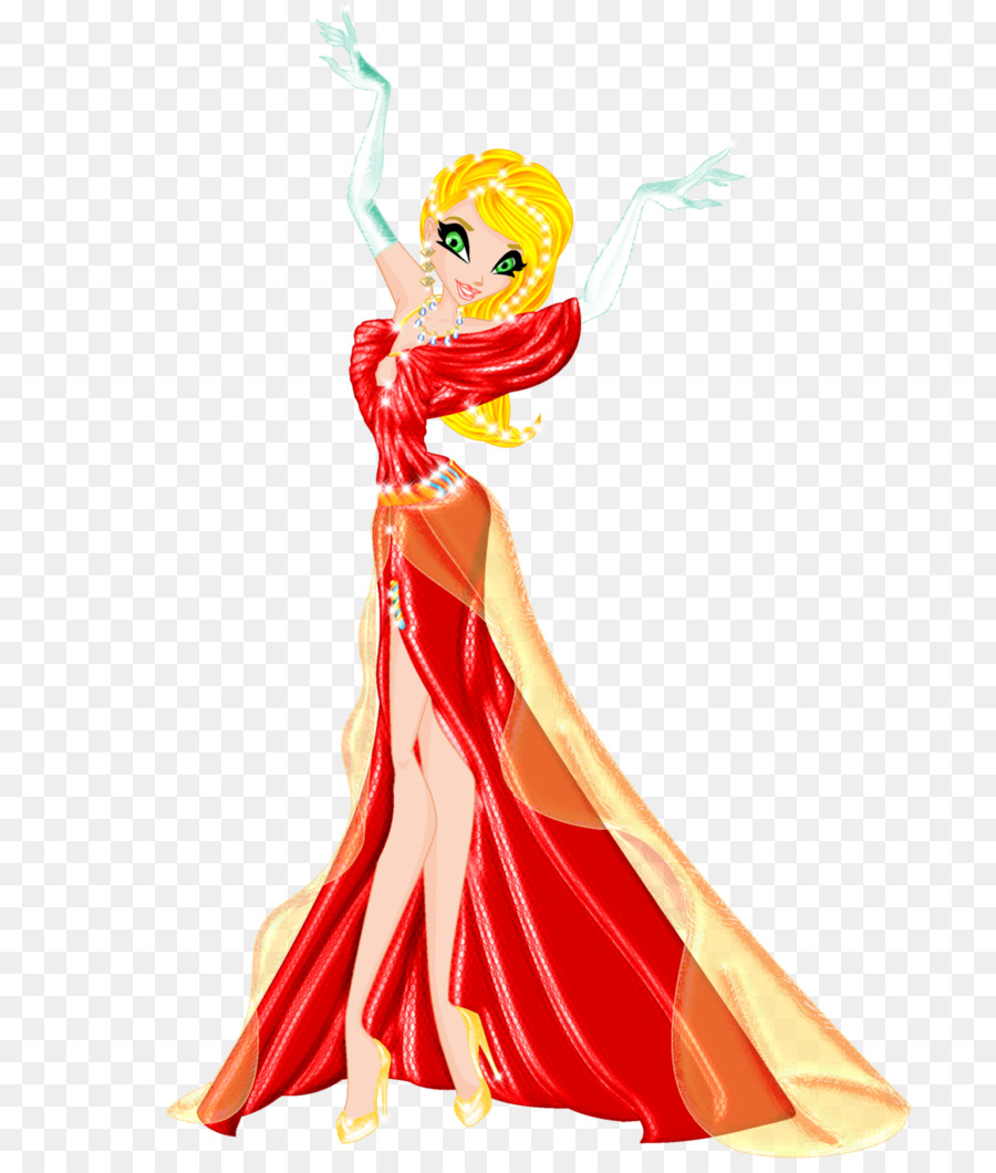 Mujer Animada Con Vestido Rojo，Vestido PNG