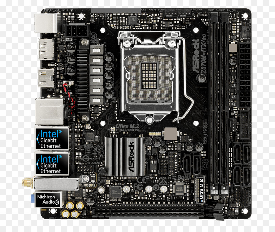 Intel，Asrock Z370mitxac Lga 1151 Mini Itx Motor De Placa Base PNG