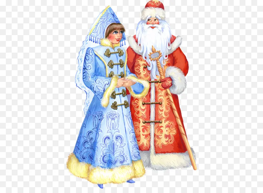 Papá Noel Y Doncella De Nieve，Navidad PNG