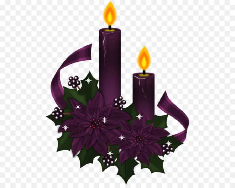 Velas Rojas Y Flores De Pascua，Navidad PNG