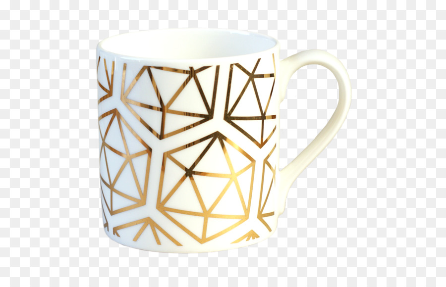 Taza Blanca Y Dorada，Taza PNG