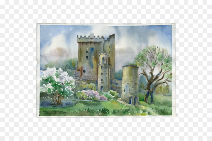 El Castillo De Blarney，Pintura A La Acuarela PNG