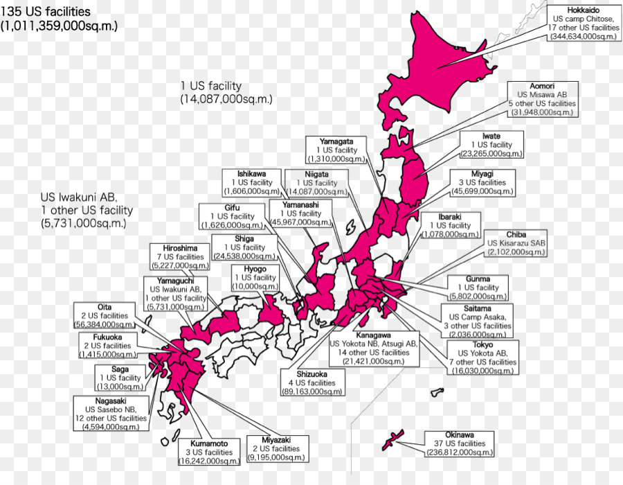 Mapa De Japón，Instalaciones Estadounidenses PNG