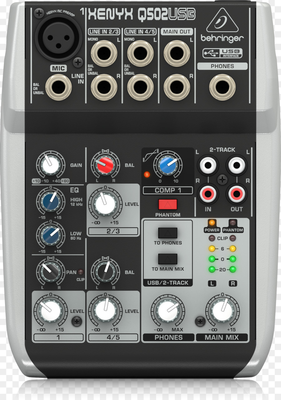 Behringer Xenyx Q502usb，Mezclador De Audio PNG